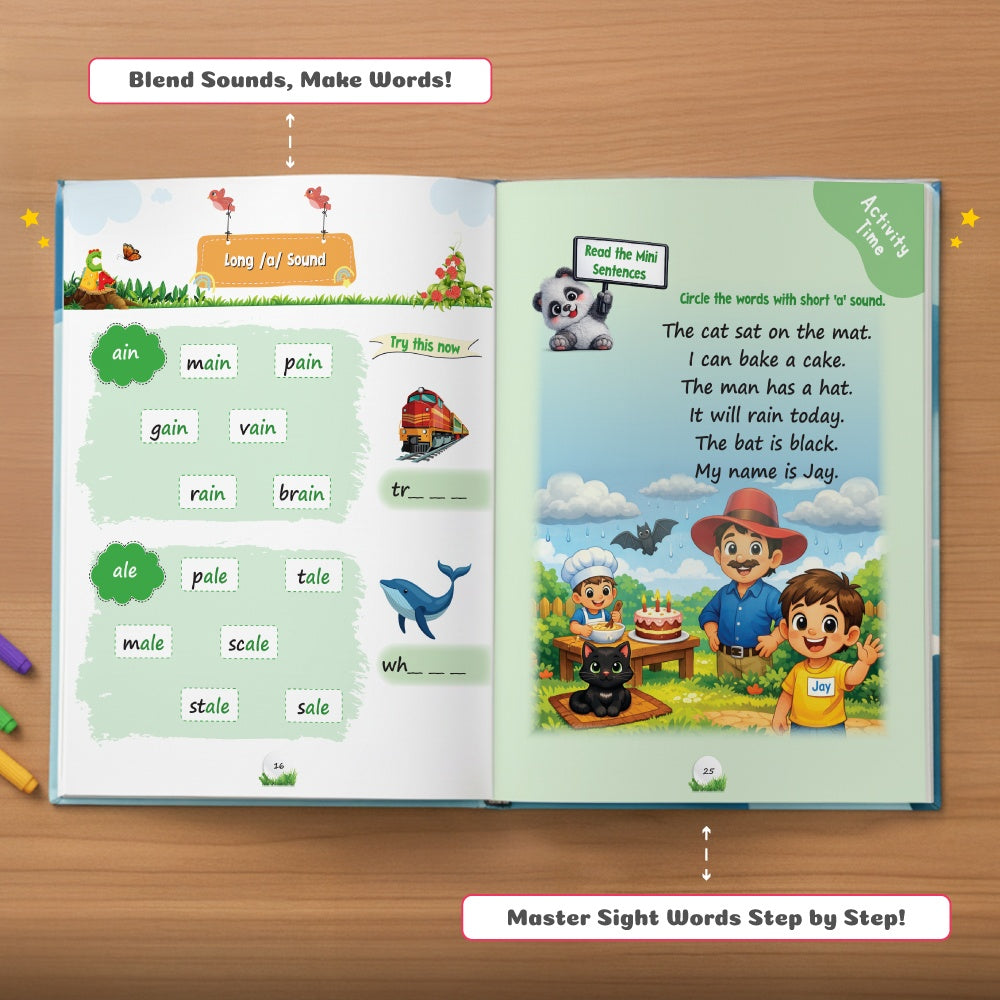 My First 1200 Phonics Activity Book For Kids | Learn Word Families, Short & Long Vowels, Alphabet & Special Sounds, Blending, Word Formatting & Sight Words | Montessori Activity Book For Kids