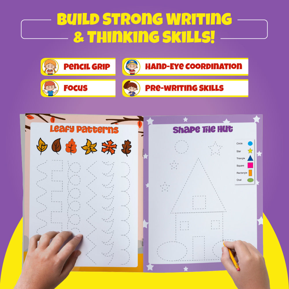 Kids Writing Time Pencil Control and Patterns Set of 4 Books l Capital Letters, Small Letters, Numbers, Patterns and Shapes Children Ages 1, 2, 3, 4, 5 Years