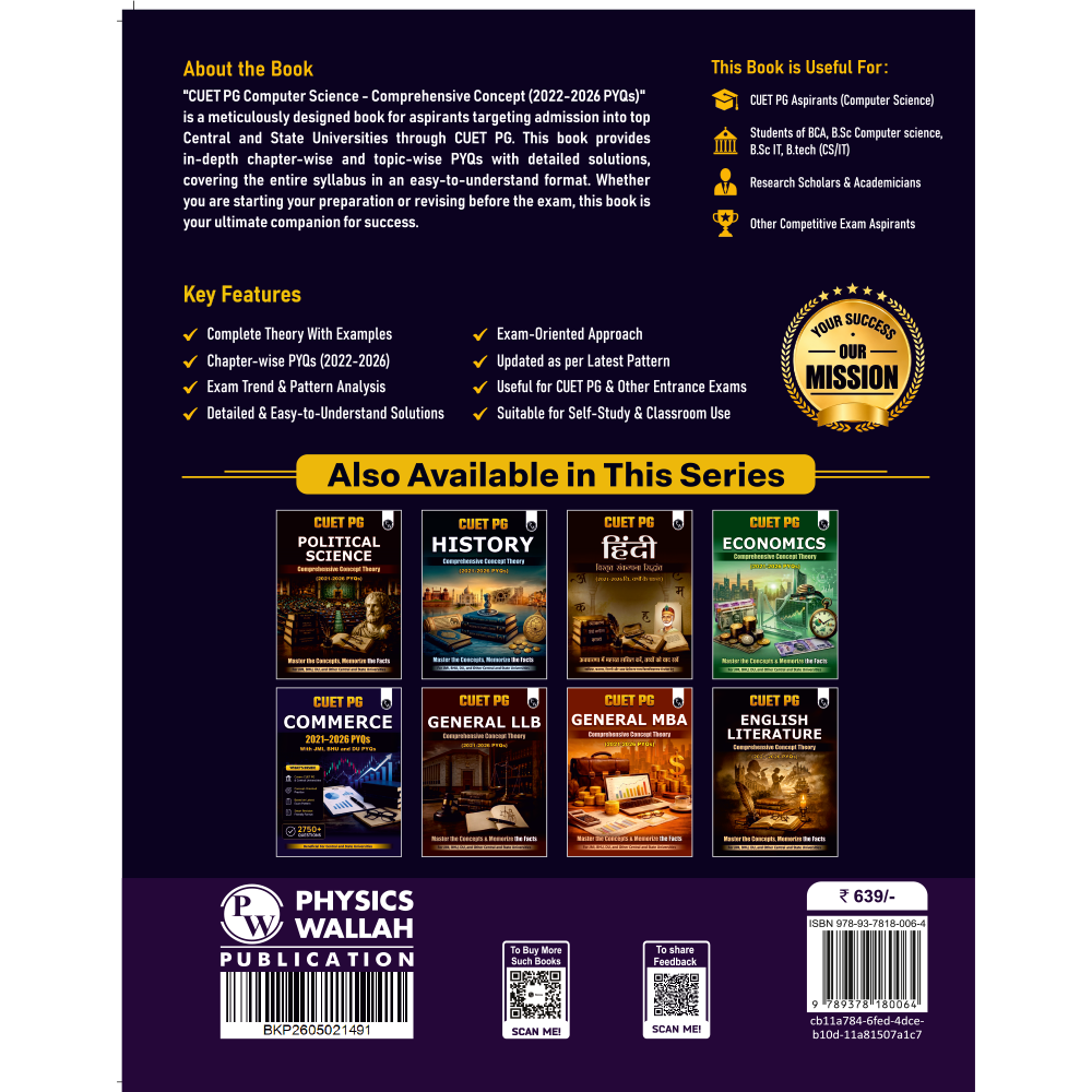 CUET PG Computer Science Concept Theory and 6 Years PYQ Book (2026-2021) | Ideal for JMI, BHU, DU, & Other Central & Universities