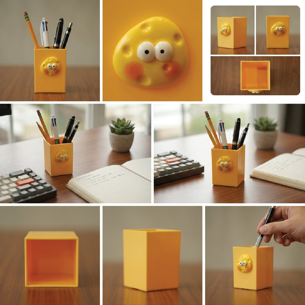 Study Desk Organizer | Writing Essentials Holder & Pen Stand for Students Yellow