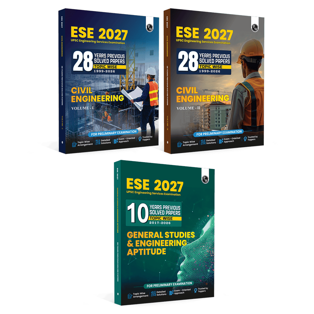 UPSC ESE 2027 Topicwise Previous Years Solved Questions Civil Engineering Preliminary Examination Volume 1 & 2 and General Studies & Engineering Aptitude Combo Set of 3 Books