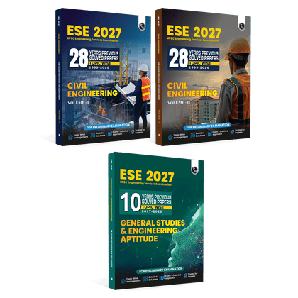 UPSC ESE 2027 Topicwise Previous Years Solved Questions Civil Engineering Preliminary Examination Volume 1 & 2 and General Studies & Engineering Aptitude Combo Set of 3 Books