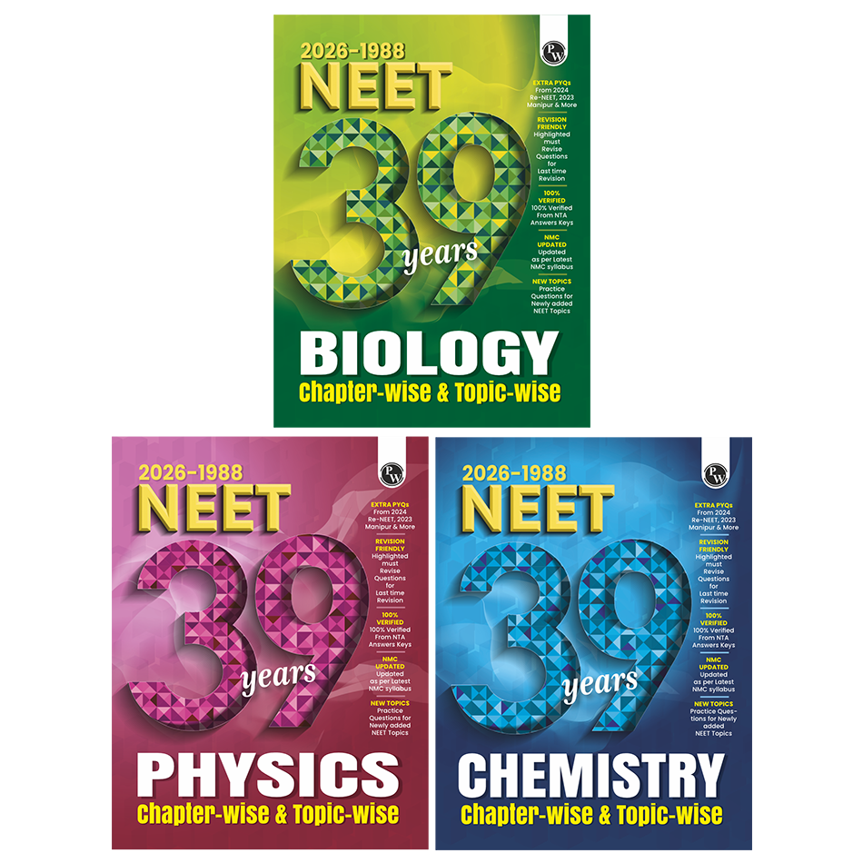 NEET PYQ 39 Years Physics, Chemistry, Biology Combo Set of 3 Books For 2027 Exam | PYQ Deja Vu | Additional PYQs from Re-NEET and Other States | Chapterwise and Topicwise Solutions (2026-1988)