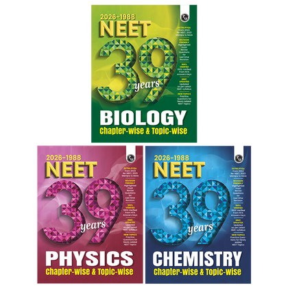 NEET PYQ 39 Years Physics, Chemistry, Biology Combo Set of 3 Books For 2027 Exam | PYQ Deja Vu | Additional PYQs from Re-NEET and Other States | Chapterwise and Topicwise Solutions (2026-1988)