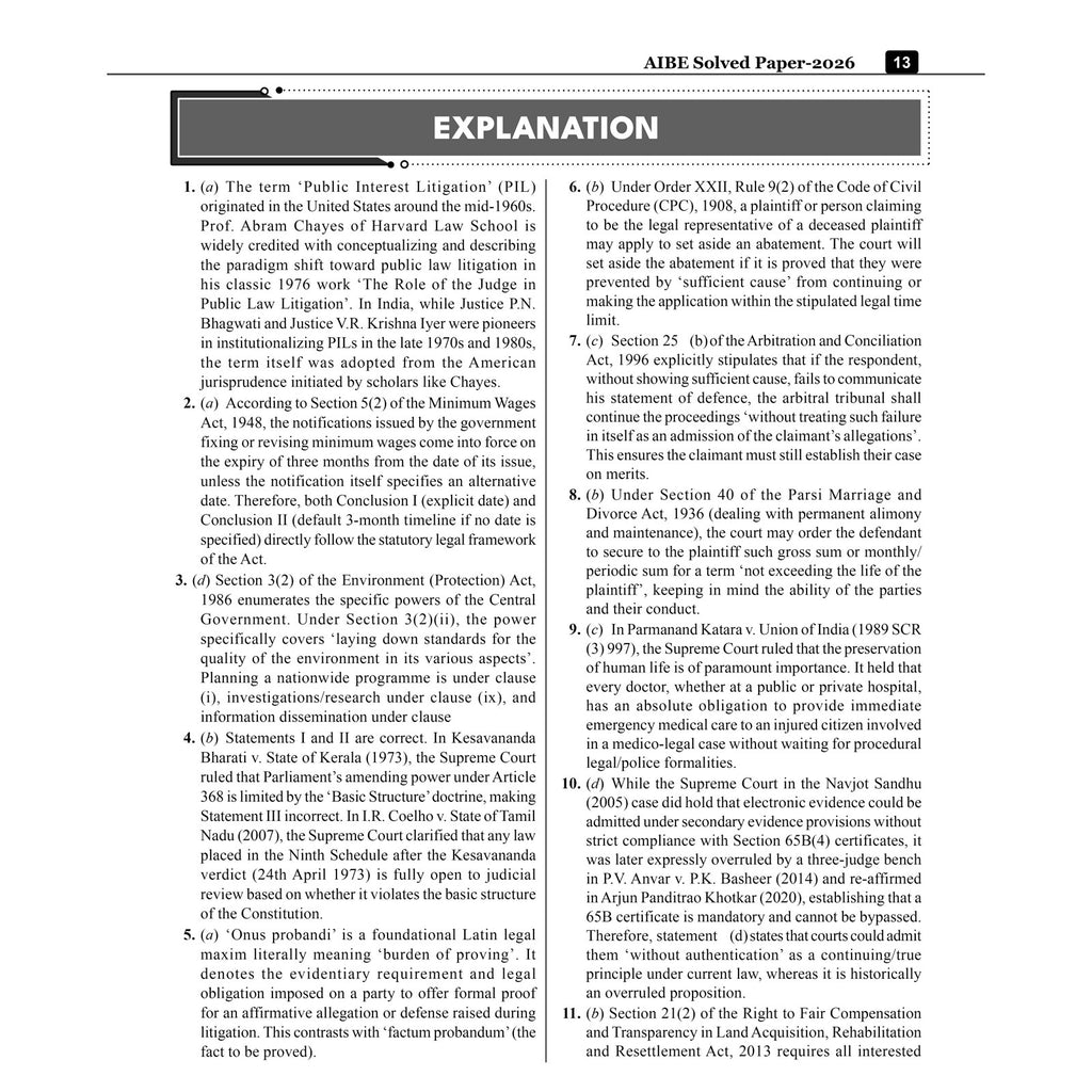 AIBE (All India Bar Examination) 20 Previous Year Solved Papers (2026-2011) With Case Law Compilation | 2000 PYQs with Detailed Explanation Exam 2027 English Edition