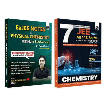 EaJEE Handwritten Notes For Physical Chemistry By Faisal Razaq & JEE Main 7 Years All 143 Shifts Online Previous Years Solved Papers Chapterwise & Topicwise PYQs Combo Set of 2
