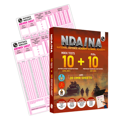 UPSC NDA/NA National Defence Academy & Naval Academy 10 Previous Year Solved Papers (PYQs) 2019-2025 & 10 Mock Tests with 20 OMR Sheets For NDA Exams 2025-2026