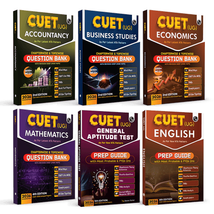 CUET (UG) Accountancy, Business Studies, Economics, Mathematics, General Aptitude Test & English Combo Set of 6 Books Chapterwise & Topicwise Question Bank For 2026 Exam