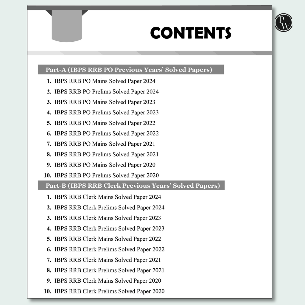 20 Yearwise IBPS RRB PO & Clerk Prelims & Mains Previous Years’ Solved Papers PYQ (2024-2020) For Exams 2025-26 | Officers Scale-l & Office Assistants | 10 Online Mock Tests