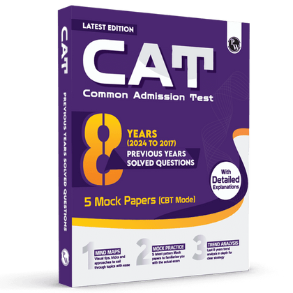 CAT 8 Years Chapterwise & Topicwise Previous Years Solved Questions (2024-2017) and 5 Mock Papers (CBT Mode) with Details Explanations