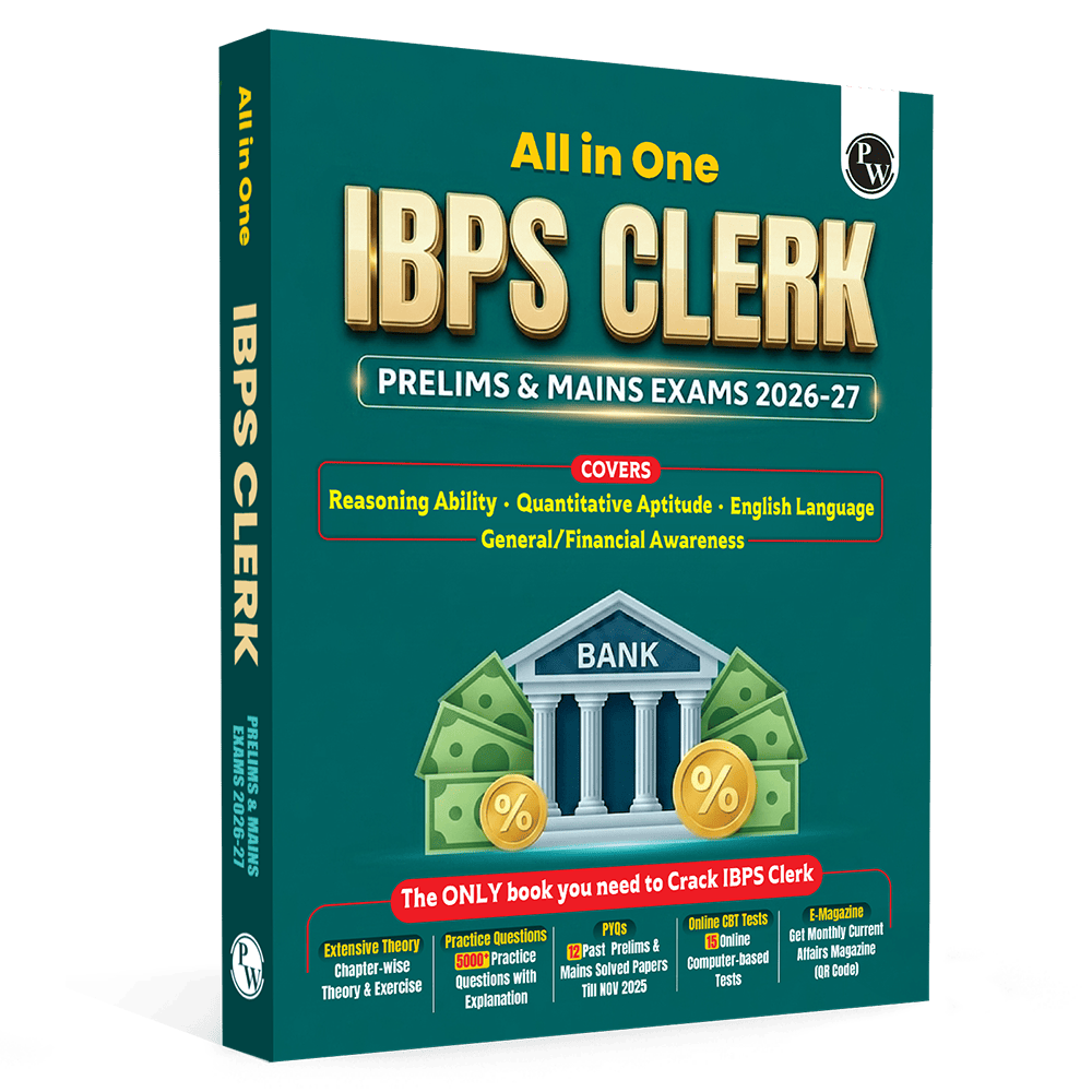 All in One IBPS Clerk 2026 Book Prelims & Mains Exams | Chapterwise Theory and Exercises | 12 Previous Year Solved Papers PYQ Till Oct 2025 and 15 Online CBT Tests English Edition