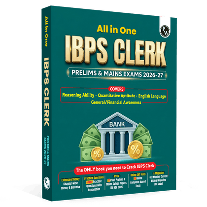 All in One IBPS Clerk 2026 Book Prelims & Mains Exams | Chapterwise Theory and Exercises | 12 Previous Year Solved Papers PYQ Till Oct 2025 and 15 Online CBT Tests English Edition