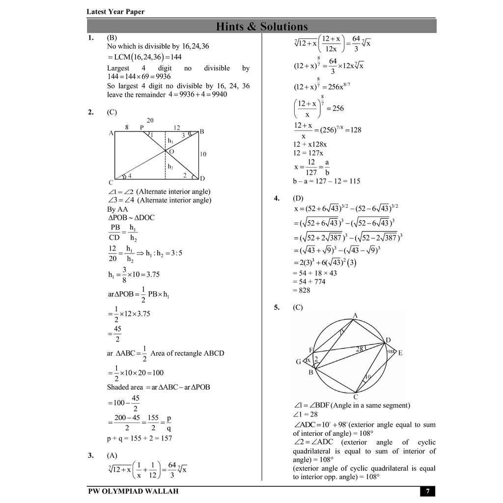 PW Olympiad Wallah Classes 8-10 The Maths Olympiad Launchpad by Rishi Joshi Sir and Vivek Bansal Sir | Ideal For SASMO, NMTC, Maths Kangaroo, AMC, IOQM Foundation Exams | With Latest PYQs
