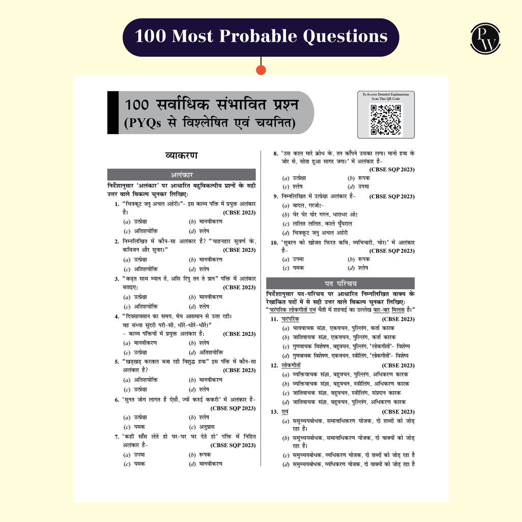 CBSE 15 New Pattern Sample Question Papers Class 10 Hindi - A For 2025 Exam with 50 Percent Competency Based Questions 100 Most Probable Questions