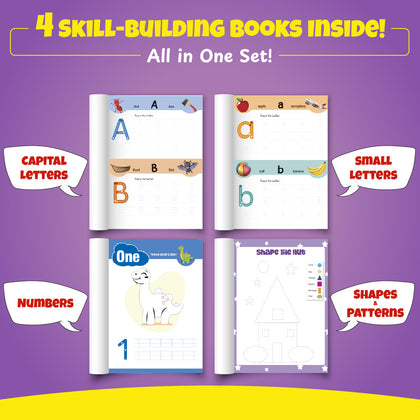 Kids Writing Time Pencil Control and Patterns Set of 4 Books l Capital Letters, Small Letters, Numbers, Patterns and Shapes Children Ages 1, 2, 3, 4, 5 Years