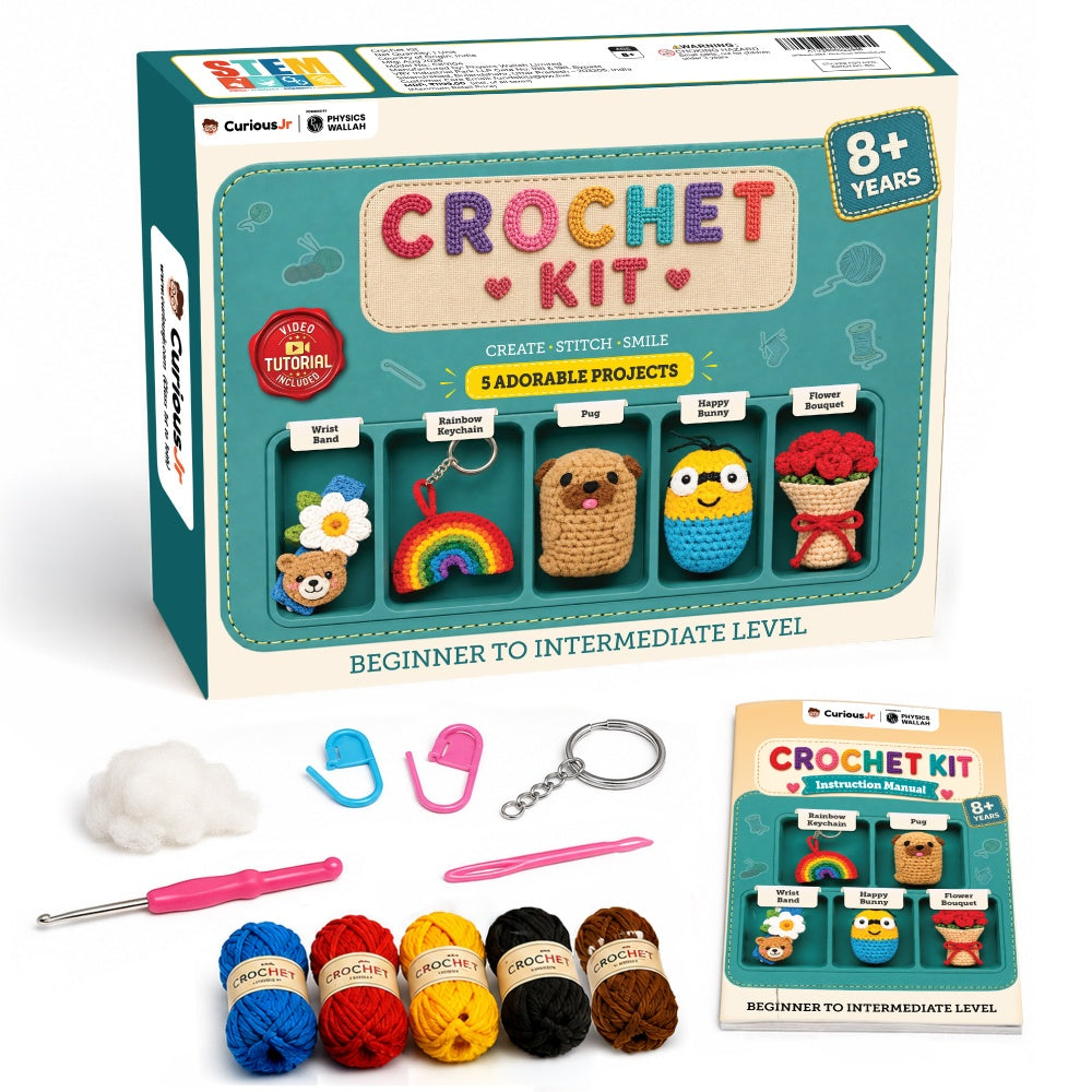 15 Pcs Crochet Kit for Beginners, 5 Experiments with Video Tutorial