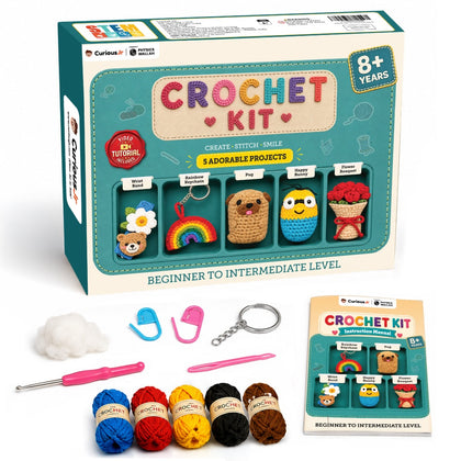 15 Pcs Crochet Kit for Beginners, 5 Experiments with Video Tutorial