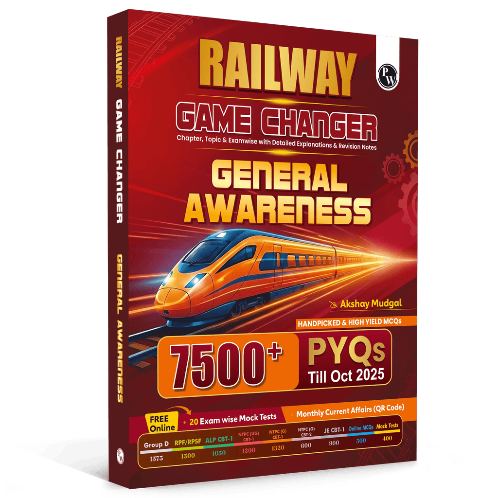 PW Railway Game Changer General Awareness PYQ 7500+ TCS MCQ By Akshay Sir For 2026 Exams | Chapter, Topic & Exam-wise Past Year Questions (PYQs) | Group D, NTPC G, NTPC UG, RPF, ALP CBT-1, JE CBT-1 Exams