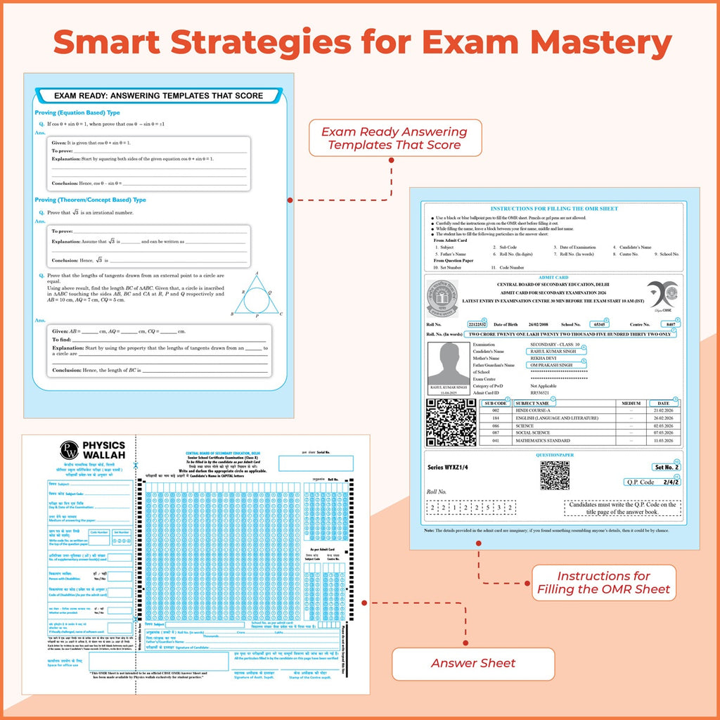 PW 15 CBSE Sample Papers Class 10 Maths (Standard) For 2027 Board Exam (New Pattern) | CBSE Like Question Booklet and Answer Sheets, Marking Stickers, Mind Maps, Most Probable Questions