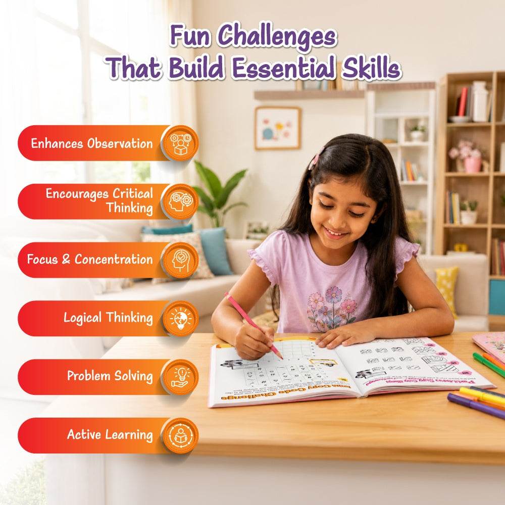200+ Brain Games Activity Book For Kids 6 to 8 Years Old | Mazes & Puzzles, Maths Jokes, Riddles, Tongue Twisters, Guess the Words, Logical Reasoning, Fun Brain Teasing Educational Book - PW Kids