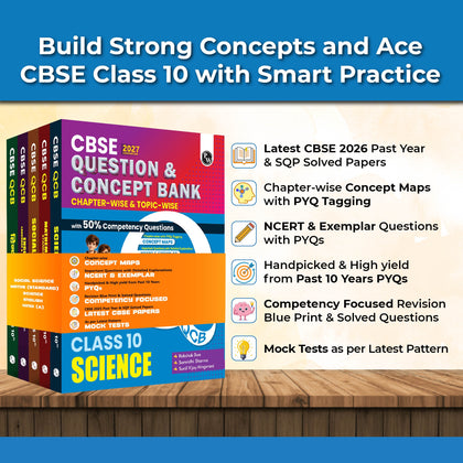 CBSE Question & Concept Bank (QCB) Class 10 Maths (Std), Science, Social Science, English, Hindi-A Combo Set of 5 Books Chapterwise & Topicwise Solved Questions For 2027 Exams