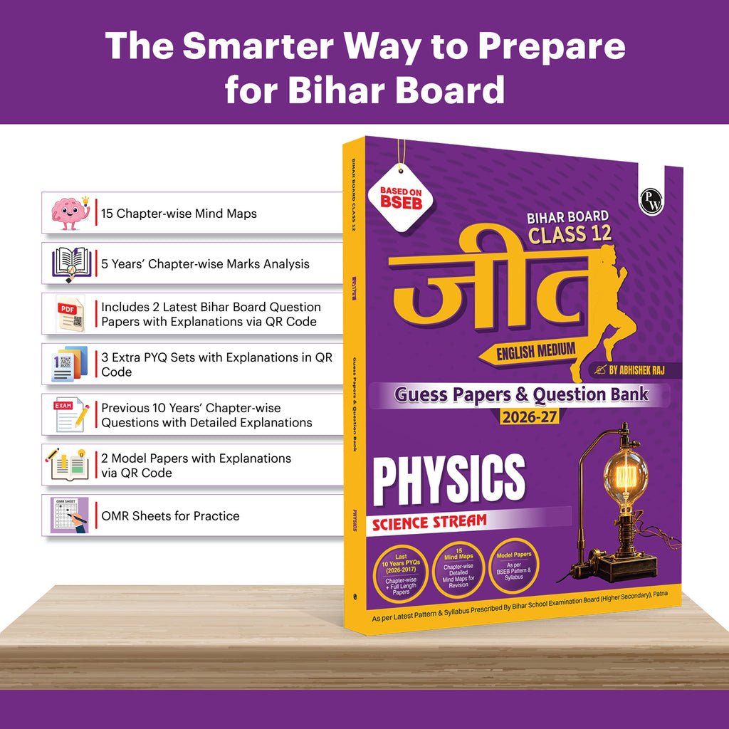 Bihar Board Class 12 Question Bank Physics JEET Guess Papers & Question Bank By Abhishek Raj For 2026-27 Exam | Chapterwise Mind Maps & Previous 10 Years Questions, Model Papers with OMR