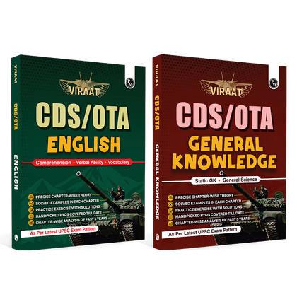 Viraat CDS OTA Book 2026 General Knowledge & English Combo Set of 2 Books | Past Questions (PYQ) 2026-21 | Chapterwise Theory, Solved Examples, Practice Exercises