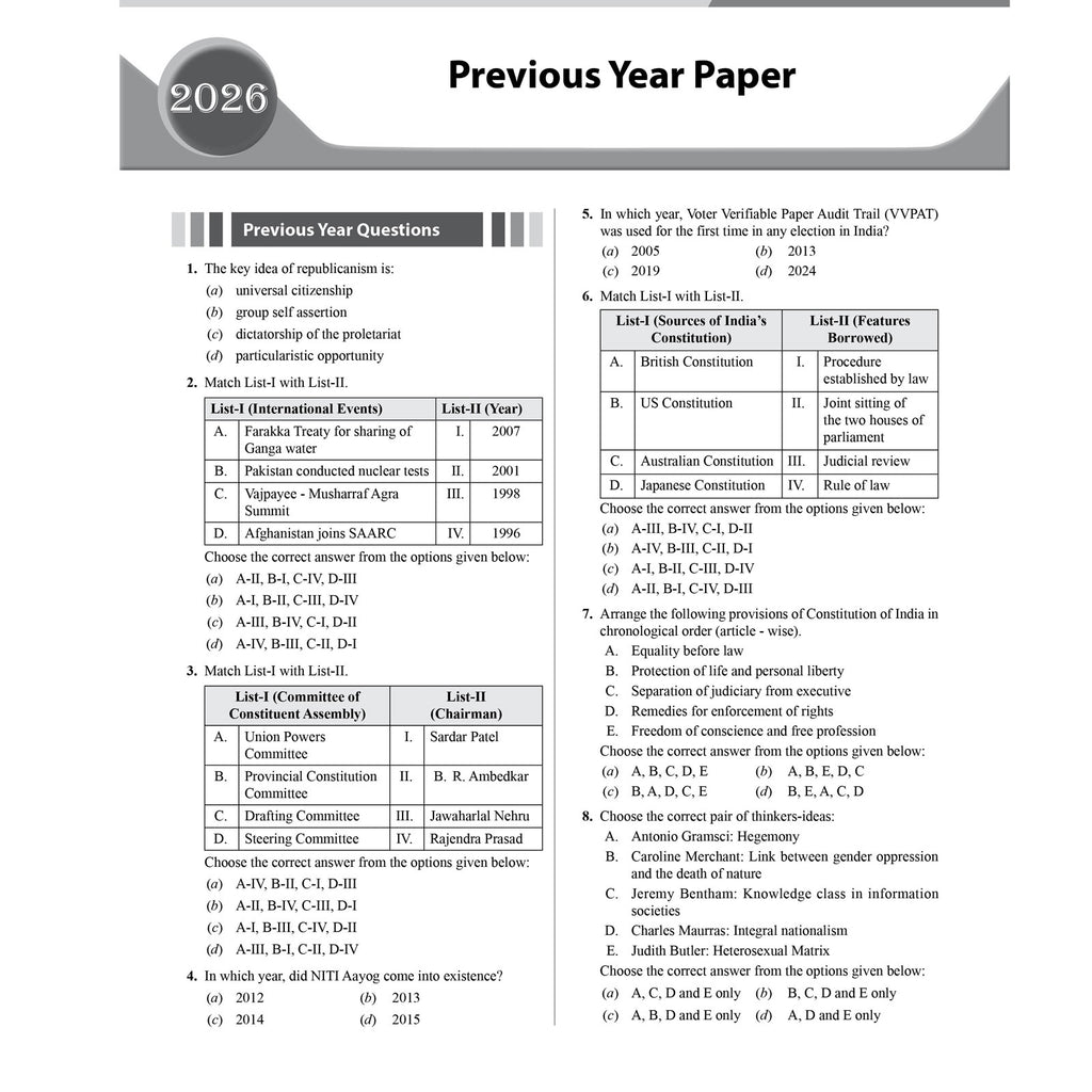 CUET PG Political Science Concept Theory and 6 Years PYQ Book (2026-2021) | Ideal for JMI, BHU, DU, & Other Central & Universities