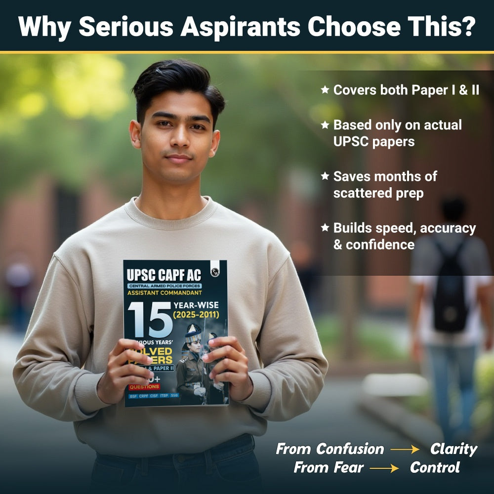 UPSC CAPF AC Central Armed Police Forces Assistant Commandant 15 Previous Year Solved Papers l & ll (2025-2011) PYQ | 2400+ Ques | General Studies & Descriptive Paper For Exams 2026