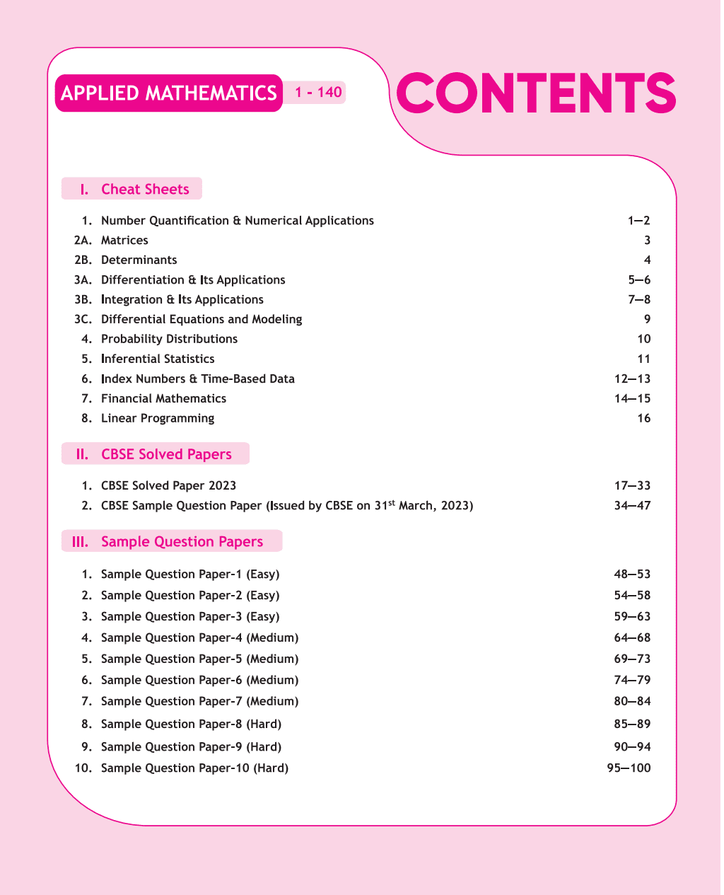 CBSE 11 Sample Question Papers Class 12 Applied Mathematics for 2024 Exam (Mock Test Paper) Adhering to Competency - Based Learning | Embedded Videos and Cheat Sheet for Revision | PYQ 2023 Solved Paper