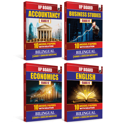 UP Board Class 12 Economics, Accountancy, Business Studies, English 10 Model Papers with Solutions (Bilingual) Combo Set of 4 Books For 2026-27 Exams