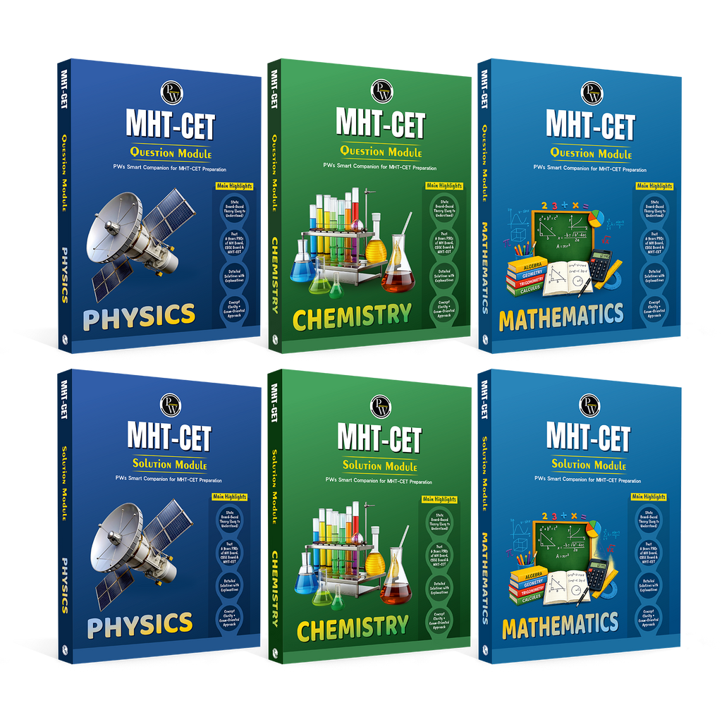 PW Maharashtra Board MHT-CET Physics, Chemistry & Maths Question Bank & Solution Booklet Set of 6 Books |Theory plus PYQs of MHCET, CBSE & MH Boards |Detailed Solution Explanations