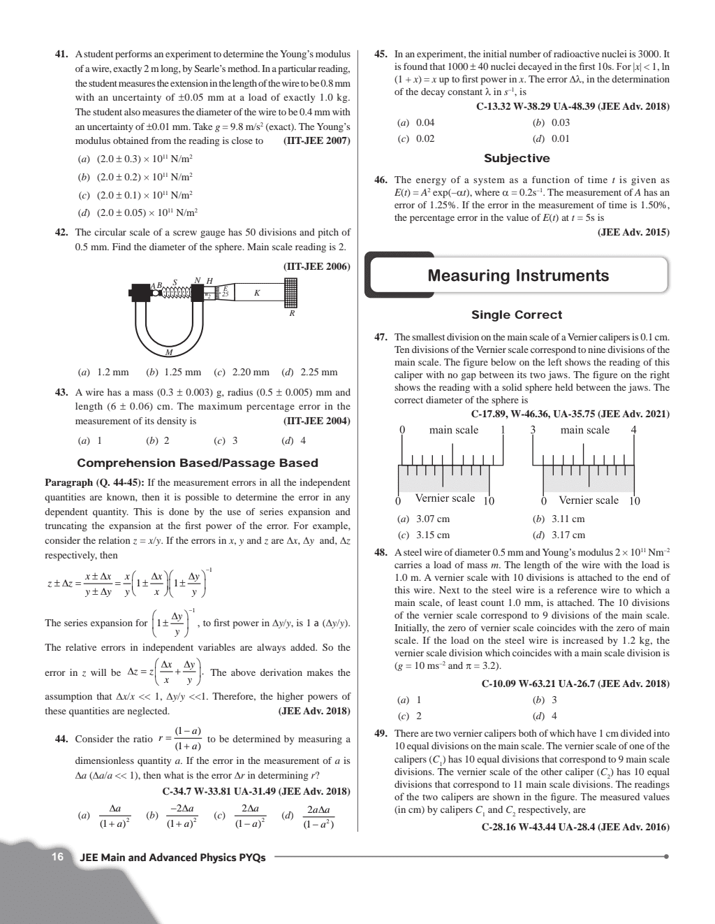 JEE Advanced 47 Years with JEE Main 124 Sets PYQs Chapterwise and Topicwise Solved Papers Physics