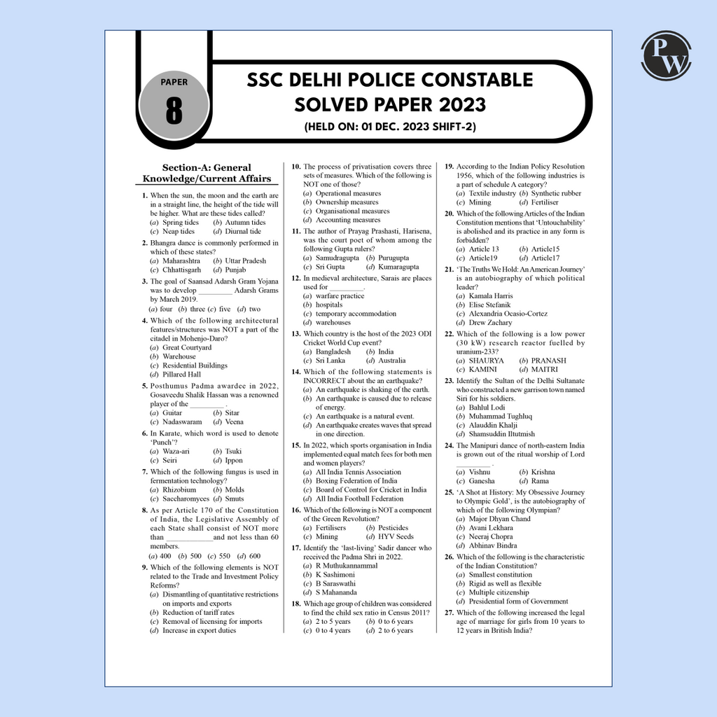 SSC Delhi Police Constable 2025-26 Exam 30 Past Year Solved Paper (2023 & 2020) | 3000+ PYQs with Detailed Solutions | 5 Online Practice Tests English Edition