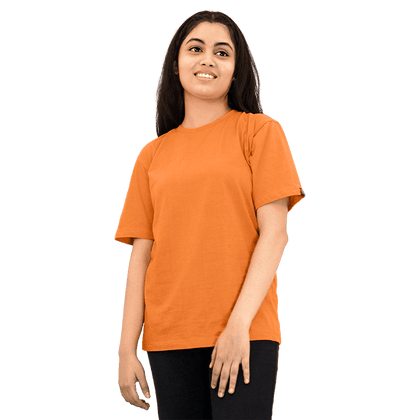 Everyday Essential 100% Cotton Unisex Solid Orange T-shirt (S)