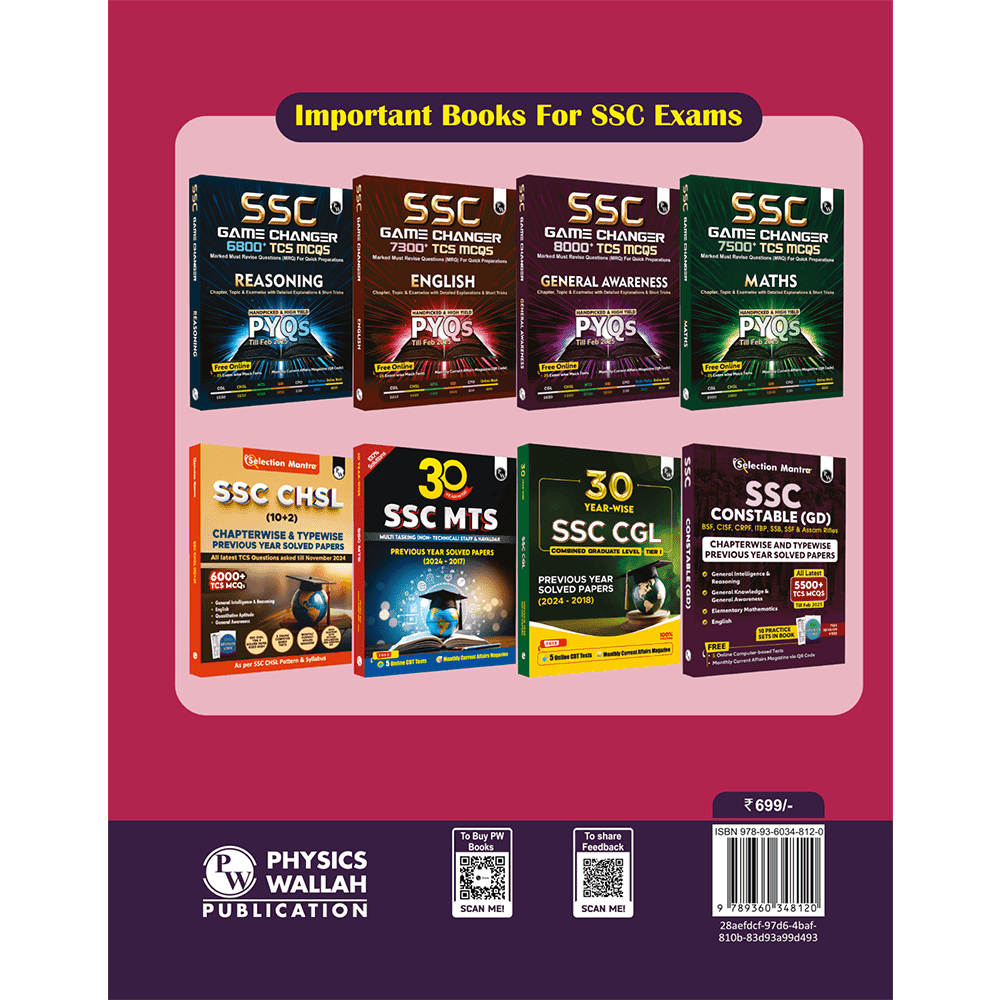 Selection Mantra For SSC CGL Tier 1 & 2 Exams 8000+ TCS MCQs Till Feb 2025 l Chapterwise & Typewise Questions | Reasoning, General Awareness, Maths, English & 5 Online CBT Tests