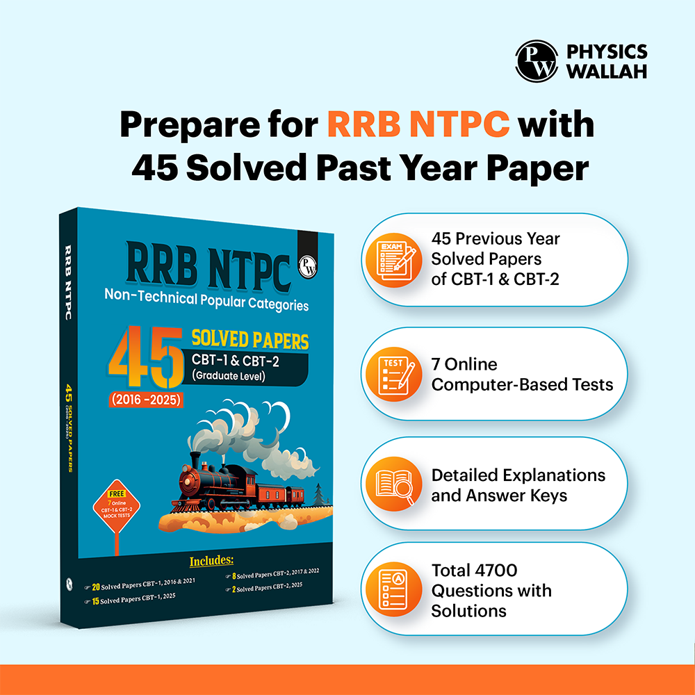RRB NTPC 45 Previous Year Solved Papers CBT - I & CBT - 2 (2016 - 2025) PYQ Graduate Level For 2026 Exam l Free 7 Online Mock Tests English Medium
