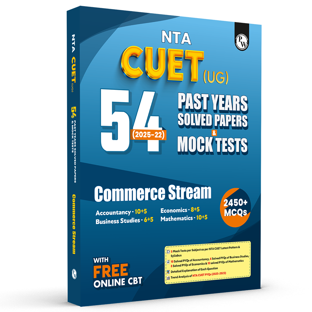 NTA CUET (UG) Commerce Stream 54 Past Years Solved Papers (2025-2022) & Mock Tests For Exam 2026 | 2450+ MCQs with Free Online CBT
