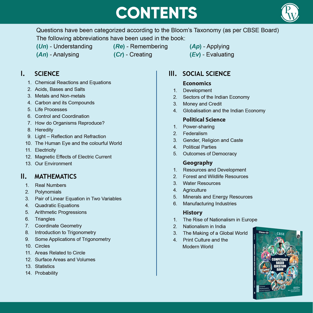 CBSE Class 10 Competency Based Question Bank For Board Exam l Science, Mathematics, Social Science | 1500+ Real Life Applications Based Questions| Aligned with Latest CBSE SQP 2024-25