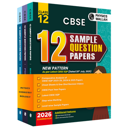 CBSE 12 Sample Question Papers Class 12 Physics, Chemistry & Biology Combo Set of 3 Books For 2026 Board Exam (As Per Latest SQP Dated 30 July 2025)