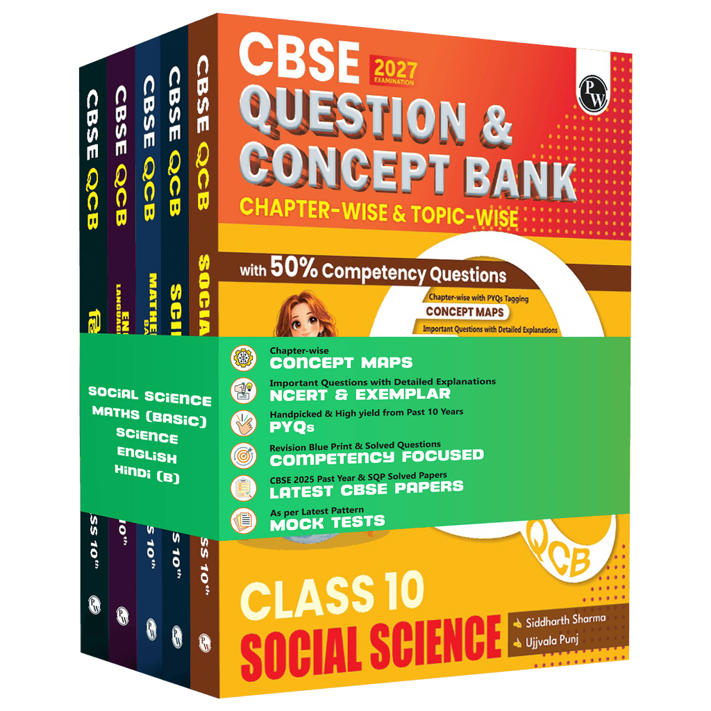 CBSE Question & Concept Bank (QCB) Class 10 Maths (Basic), Science, Social Science, Eng, Hindi-B Combo Set of 5 Books Chapterwise & Topicwise Solved Questions For 2027 Exams