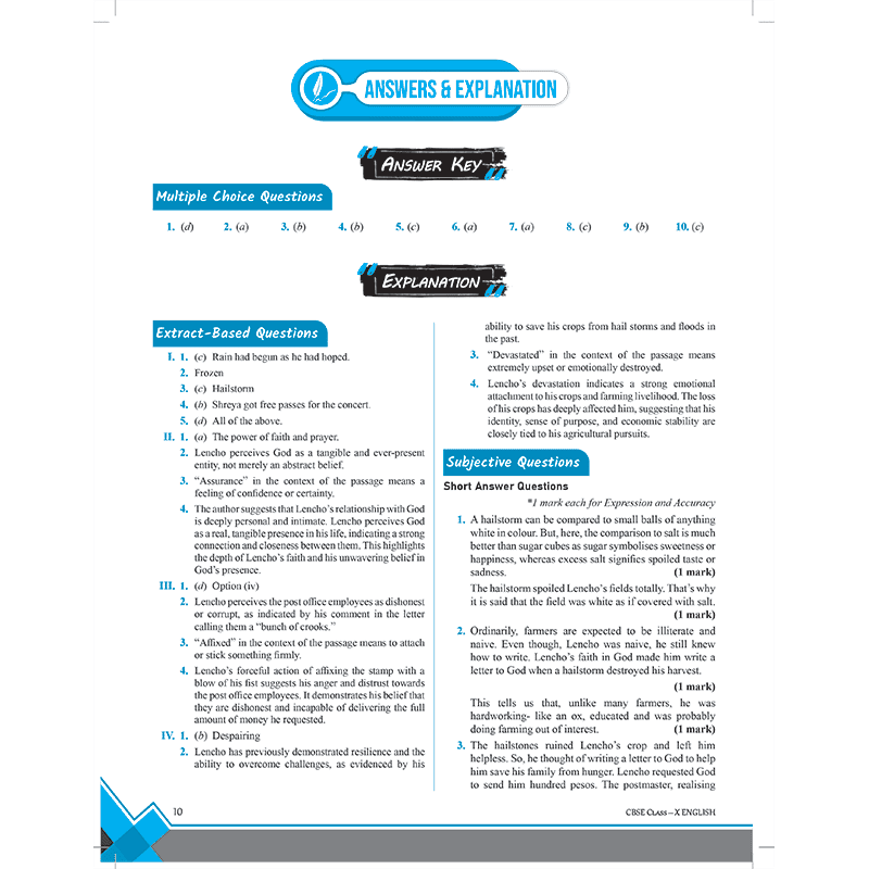 CBSE Class 10th English Language & Literature Question & Concept Bank Chapterwise & Topicwise Exam 2023 - 2024 | Previous year paper covered