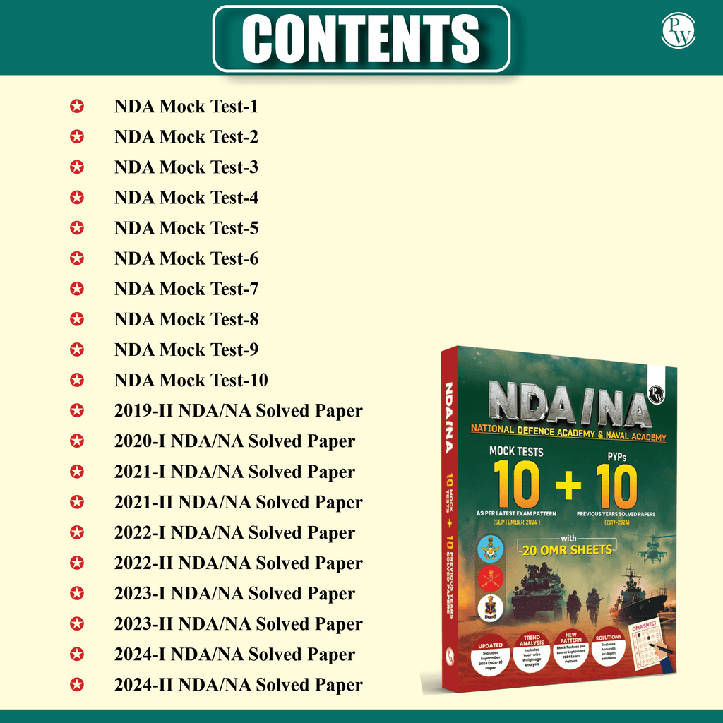 UPSC NDA/NA National Defence Academy Naval Academy 10 Previous Year Solved Papers 2019-2024 & 10 Mock Tests with 20 OMR Sheets l Mathematics and General Ability For NDA Exams 2024-2025