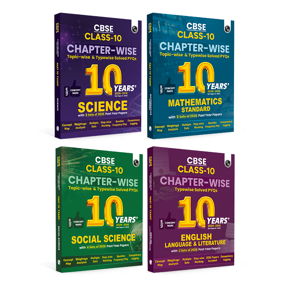 CBSE Class 10 Chapter-wise, Topic-wise & Typewise 10 Years Solved PYQs (2026-2016) Science, Maths (Standard), Social Science & English Language & Literature Combo Set of 4 Books with 5 Multiple Sets of 2026 For 2027 Board Exams