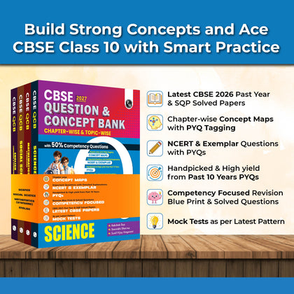 CBSE Question & Concept Bank (QCB) Class 10 Maths (Standard), Science, Social Science, English Combo Set of 4 Books Chapterwise & Topicwise Solved Questions For 2027 Exams