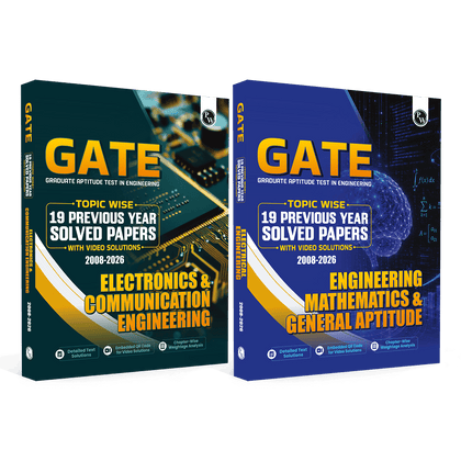 GATEWALLAH Electronics & Communication Engineering and Engineering Mathematics & General Aptitude Combo Set of 2 Topicwise Previous Years Questions with Video Solutions For 2027 Exams