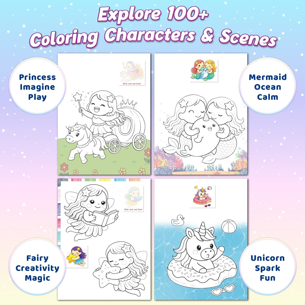 100+ Unicorn, Mermaid and Fairy Activities for kids with Stickers, Coloring & Video narrations