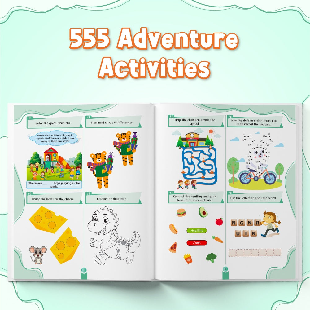 555 Activities Book For Kids 4+ Years Old | Free 500+ Printable Worksheets with Parenting Tips | 555 Adventure Activities | Puzzles, Mind Games, Maze,Challenges Designed Activity Book For Growing Kids