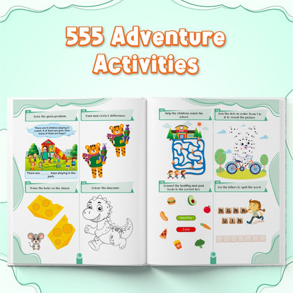 555 Activities Book For Kids 4+ Years Old | Free 500+ Printable Worksheets with Parenting Tips | 555 Adventure Activities | Puzzles, Mind Games, Maze,Challenges Designed Activity Book For Growing Kids