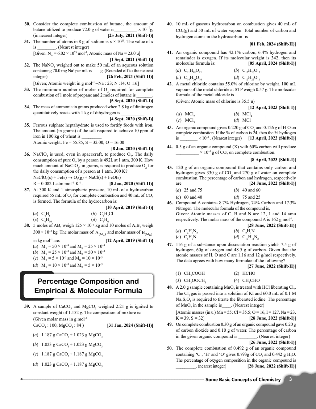 JEE Main 6 Years (2019-2024) Chemistry All Shifts Online Previous Years Solved Papers Chapterwise and Topicwise PYQs For JEE Main 2025 Exams